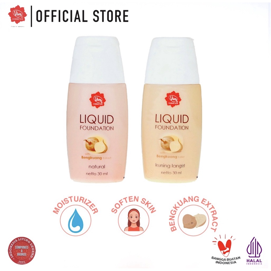 Viva Liquid Foundation with Bengkoang Extract - 30ml [GROSIR Bisa Mix Varian]