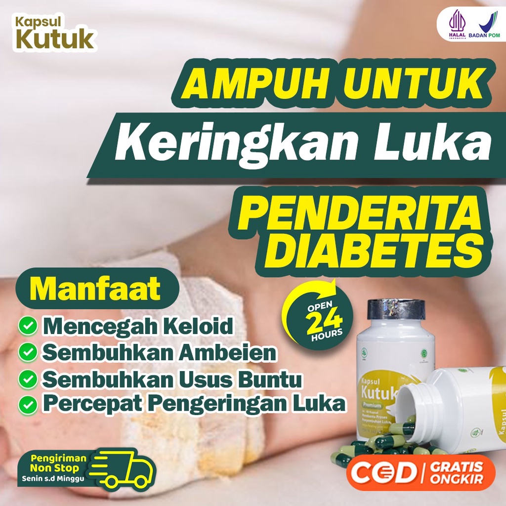 Paket 2 Botol Kapsul Kutuk - Kapsul Pengering Luka Diabet Ekstrak Albumin Ikan Gabus Percepat Penyembuhan Luka Pasca Operasi Sesar Caesar Luka Bakar