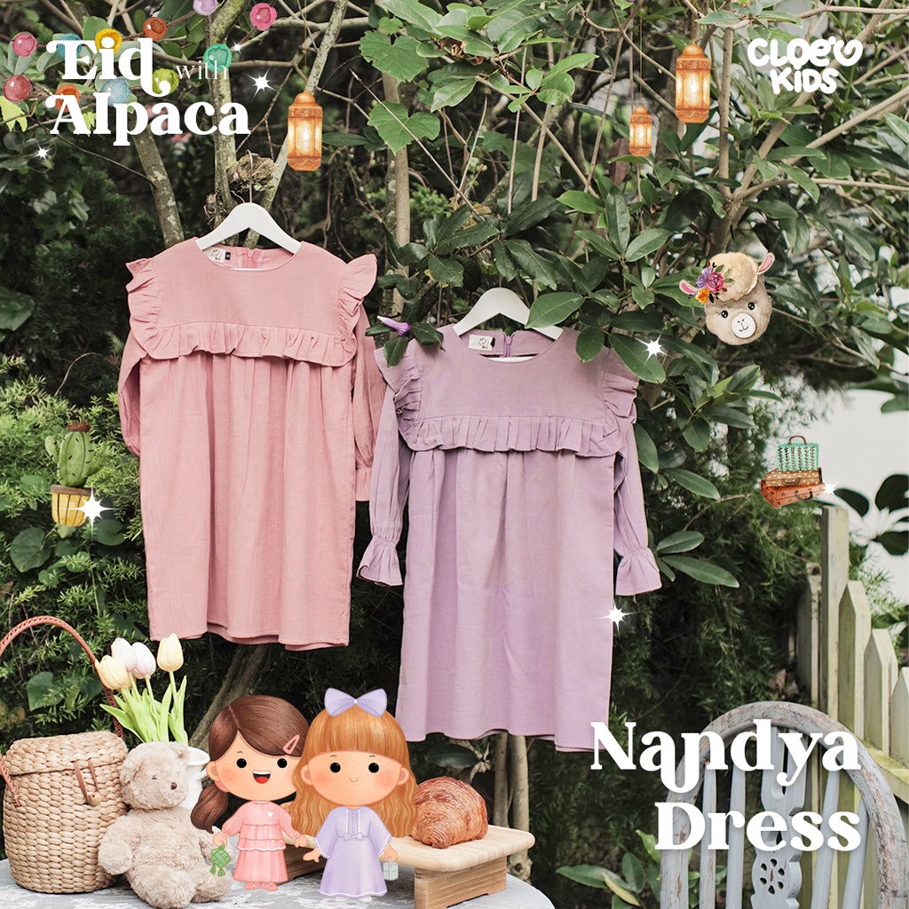 CLOEVKIDS - Nandya Dress Anak Perempuan Lucu  - Alpaca Series