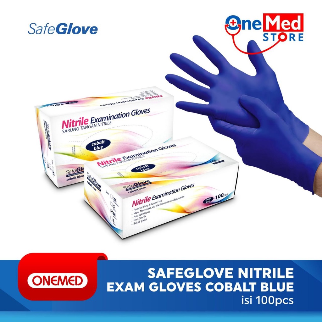 Sarung Tangan Nitrile Cobalt Blue OneMed box isi 100pcs