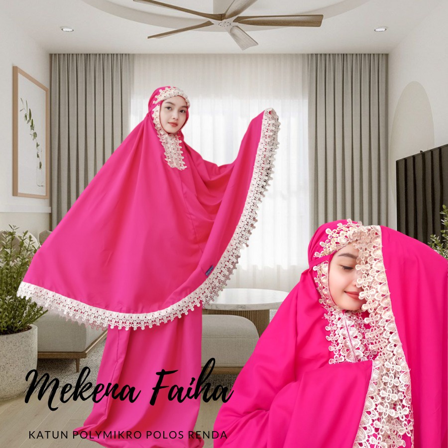 Mukena Faiha Dewasa Polos Renda Bahan Katun Polymikro//termurah//terlaris//mukena travell polos adem