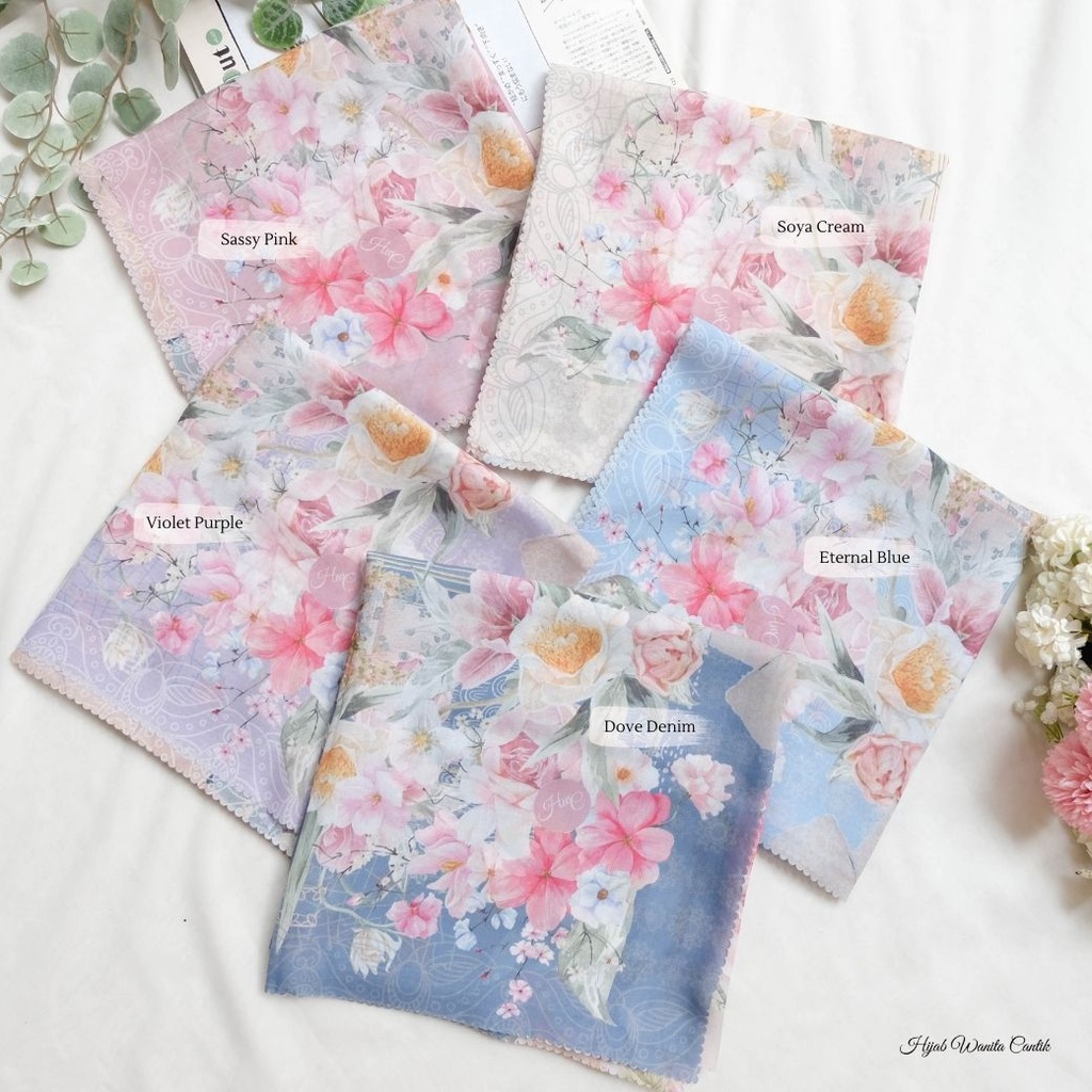 [Beli 2 GRATIS Hadiah] Hijabwanitacantik - Florence Scarf | Hijab Voal Segiempat Printing Premium