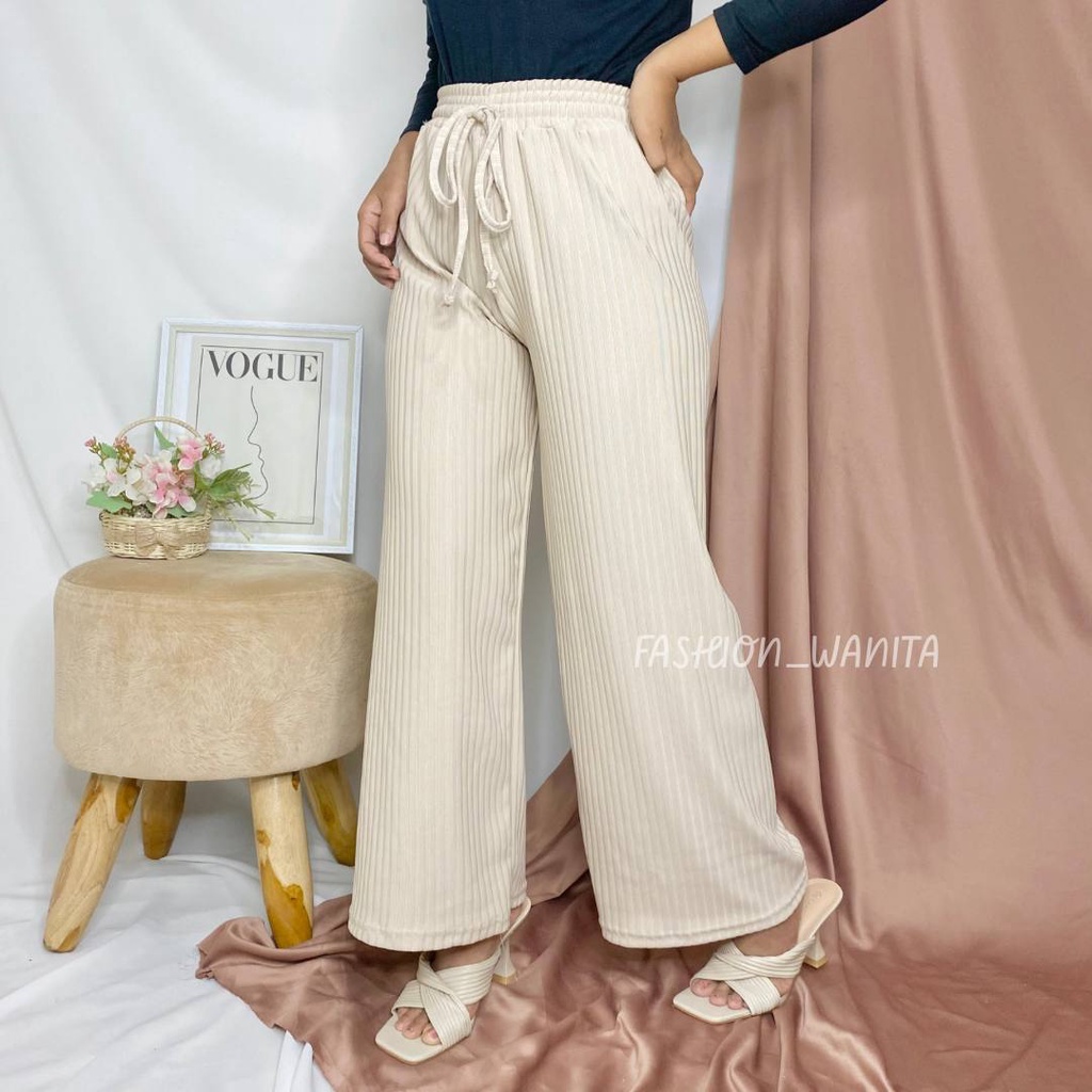 CELANA PANJANG WANITA BASIC KNITT PREMIUM/KULOT KNITT HIGHWAIST ALLSIZE