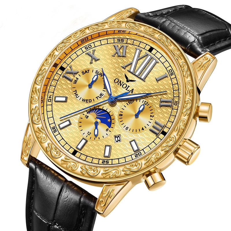 Jam Tangan Mekanis Otomatis Vintage Pria, Arloji Merek Baru 2023, Jam Tangan Kulit Mewah ONOLA Fase