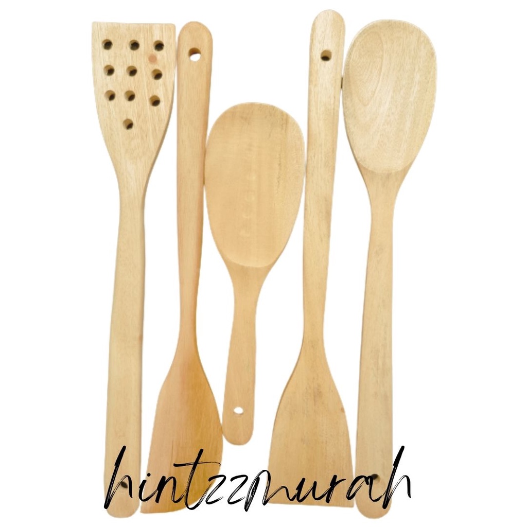 1 Set 5 Pcs Spatula Kayu Sutil Sodet Set Centong Nasi / Sutil Set Kayu Mahoni Isi 5 / Spatula / Sode