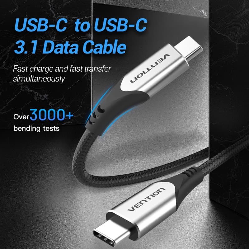 KABEL DATA CHARGER USB 3.1 TYPE-C MALE TO MALE VENTION 1 METER - TAA