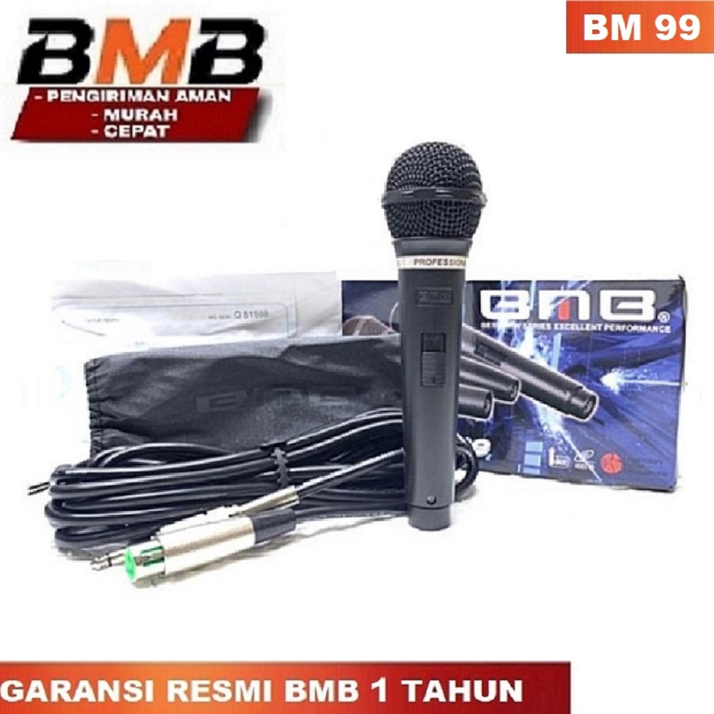 Mic BMB BM-99 Microphone Kabel Mikrofon Cable / Mik Karaoke Mix Asli
