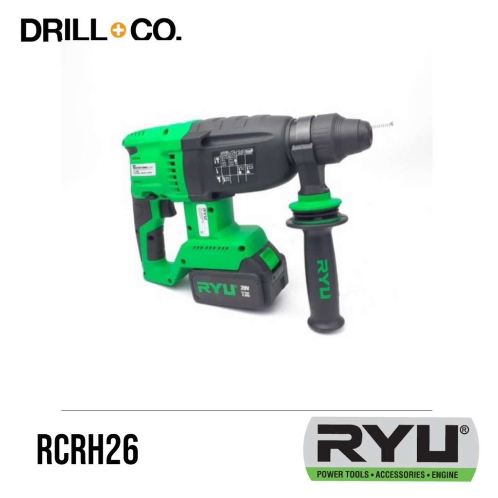 RYU Rotary Hammer RCRH26 20V Mesin Bobok Beton Baterai RCRH 26 MM SET