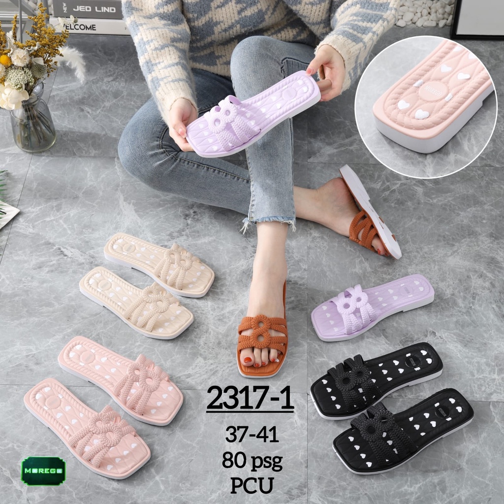 Sandal Selop Flat Wanita Motif Tali Delapan