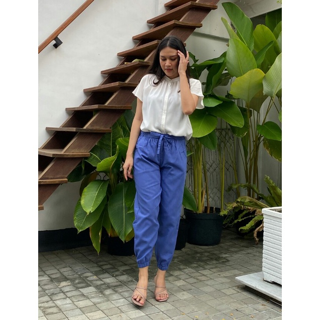 Celana Joger wanita Katun Denim Supernova,Joger Basic Pants, Celana Panjang Wanita