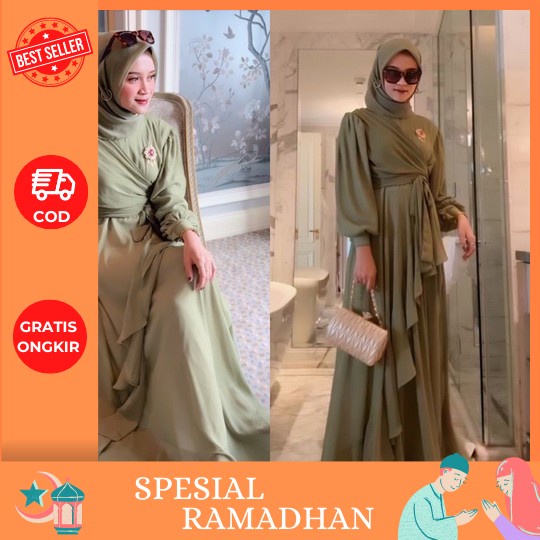 Baju Gamis Elegan Baju Muslim Allea Maxy Bj Moslem Mewah Dewasa Import Premium Wanita Perempuan Gsmi
