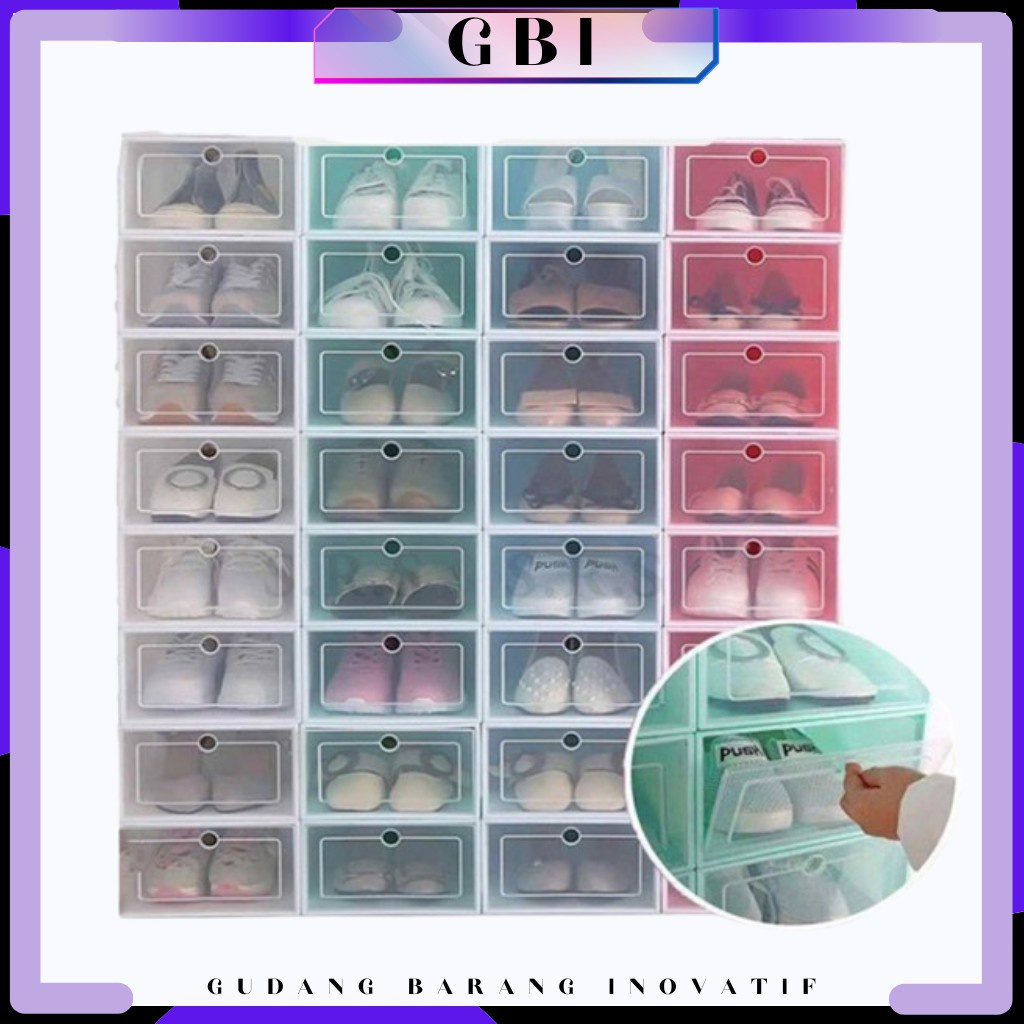 GBI Kotak Sepatu Transparan Tebal Serbaguna Shoes Box Tempat Penyimpanan Sandal cod