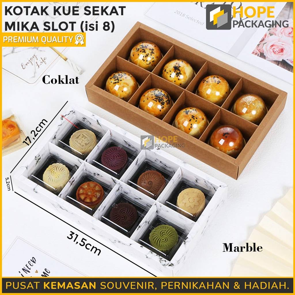 Kotak Kue 8 Sekat / Box Kue 8 Sekat + Tutup Mika / Kotak Mooncake / Kotak Nastar/ Brownis