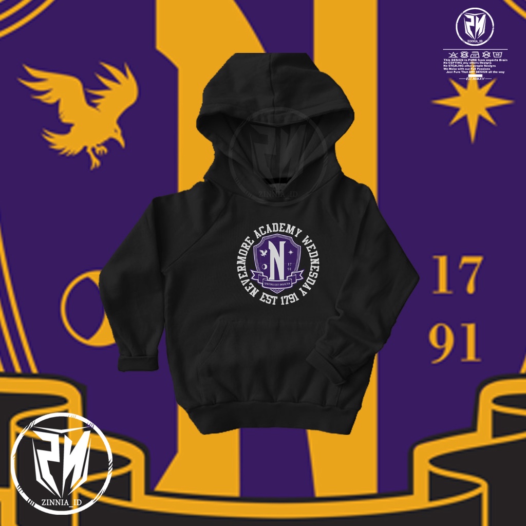 HOODIE ANAK Nevermore Academy Wednesday Addams / jaket hoodie anak nevermore academy