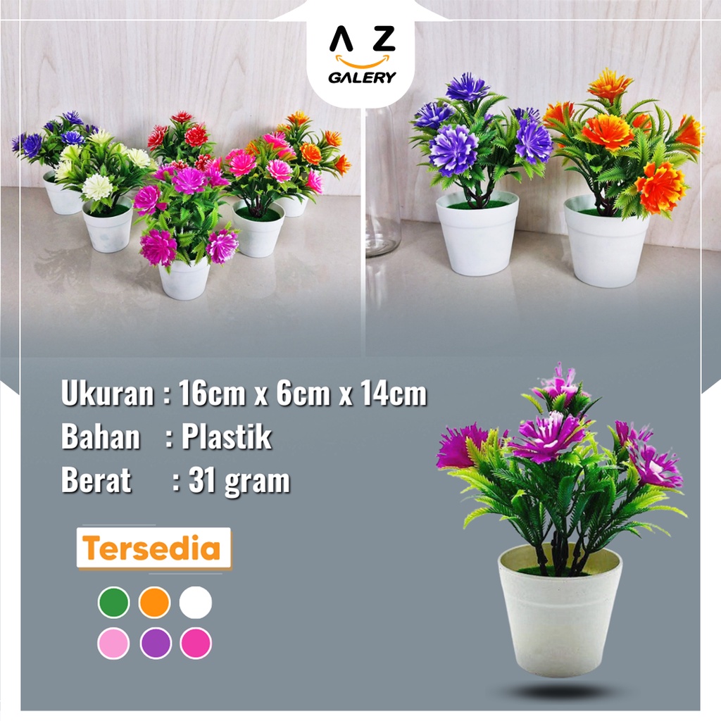 Tanaman Hias Plastik Pot Tanaman Bunga Hias Mini Pajangan Dekorasi Rumah Ruang Tamu Artificial Flower Azgalery PBP60