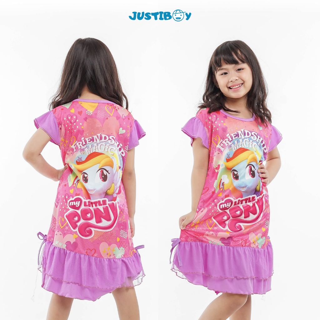 Dress Anak Perempuan Pony Lengan Ruffle Full Printing Usia 2 - 10 Tahun [JULIA]