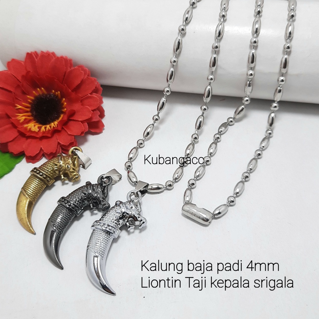 Kalung Rantai Liontin Taji Kalung Pria Anti Karat Kalung Monel Anti Karat Kalung Padi 4m 75cm