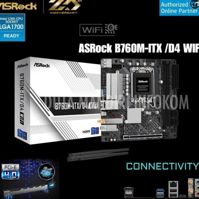 ASRock B760M-ITX/D4 WiFi - [Socket 1700, B760, DDR4, USB3.2, Mini ITX]