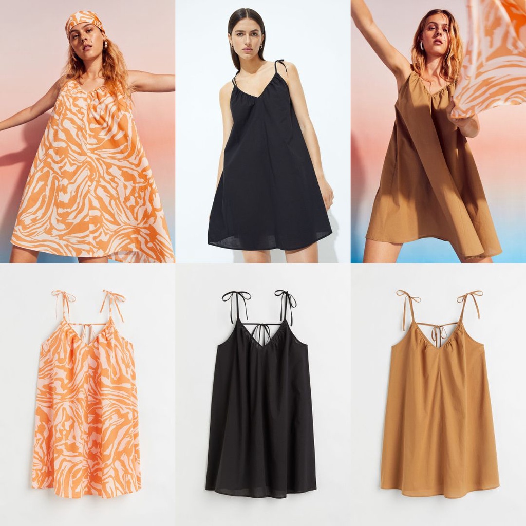 HM V-Neck Cami Dress - Dress Wanita Original Branded - Beach Dress