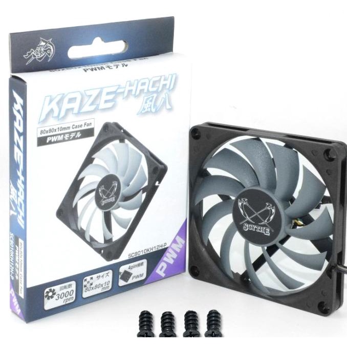 SCYTHE Kaze Hachi 80 mm 8 cm Fan Slim PWM 3000 RPM Case CPU non RGB