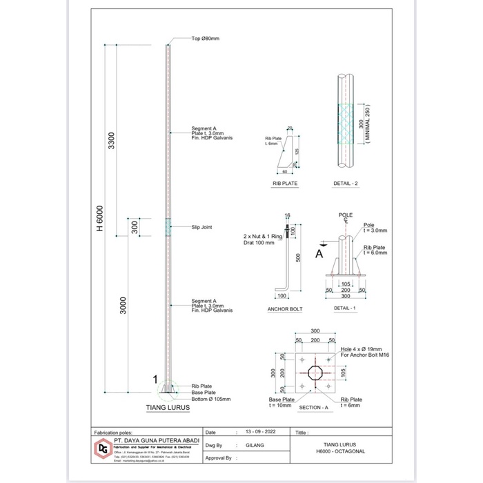 Terlaris Tiang Pju Al In One Oktagonal 7 Meter S/D 9 Meter Lurus