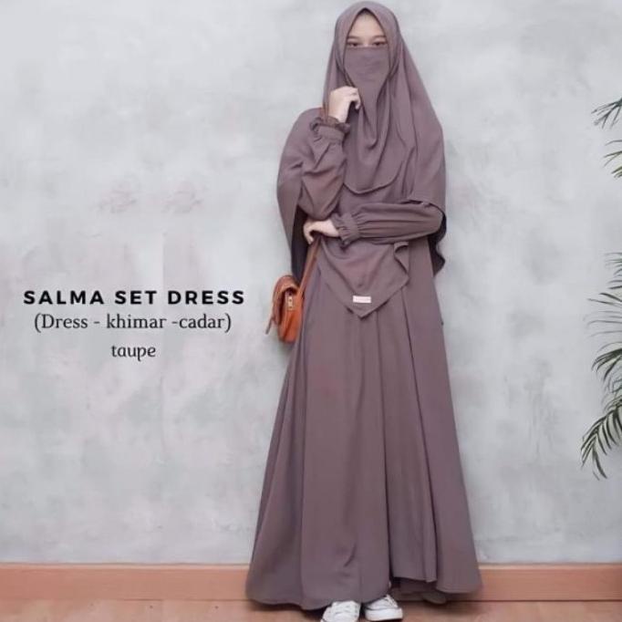 SALMA SET DRESS KHIMAR NIQOB/CADAR / GAMIS SYAR'I ori