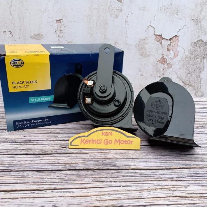 Klakson Keong Hella 24V Black Sleek Horn Set - Klakson Hella Black