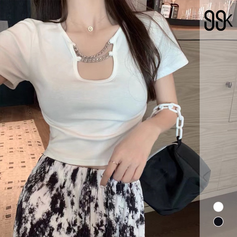 Korean Short Sleeve Crop Top Female Summer Wanita Lengan Pendek 2212