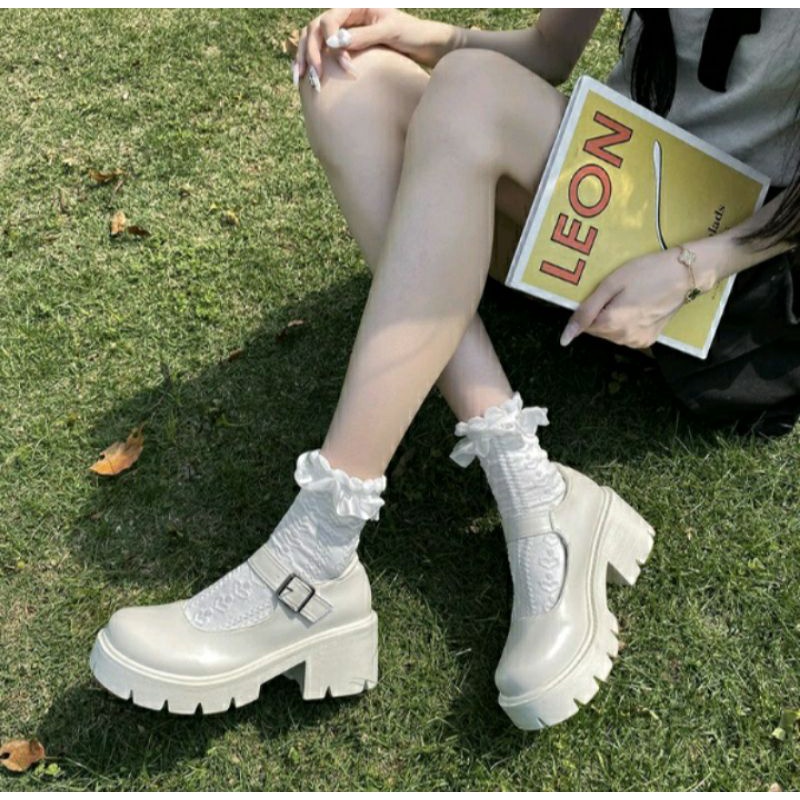 Mary Jane Platform Shoes Sepatu Hak Lolita Korea Jepang (Preloved)