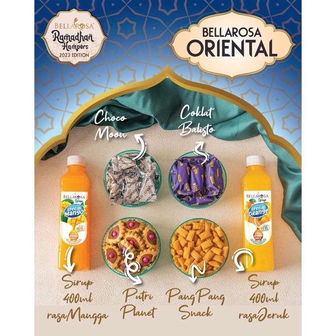 

ORIGINAL!!! BELLAROSA PAKET ORIENTAL SIRUP HAMPERS LEBARAN KUE KERING PARCEL ENAK