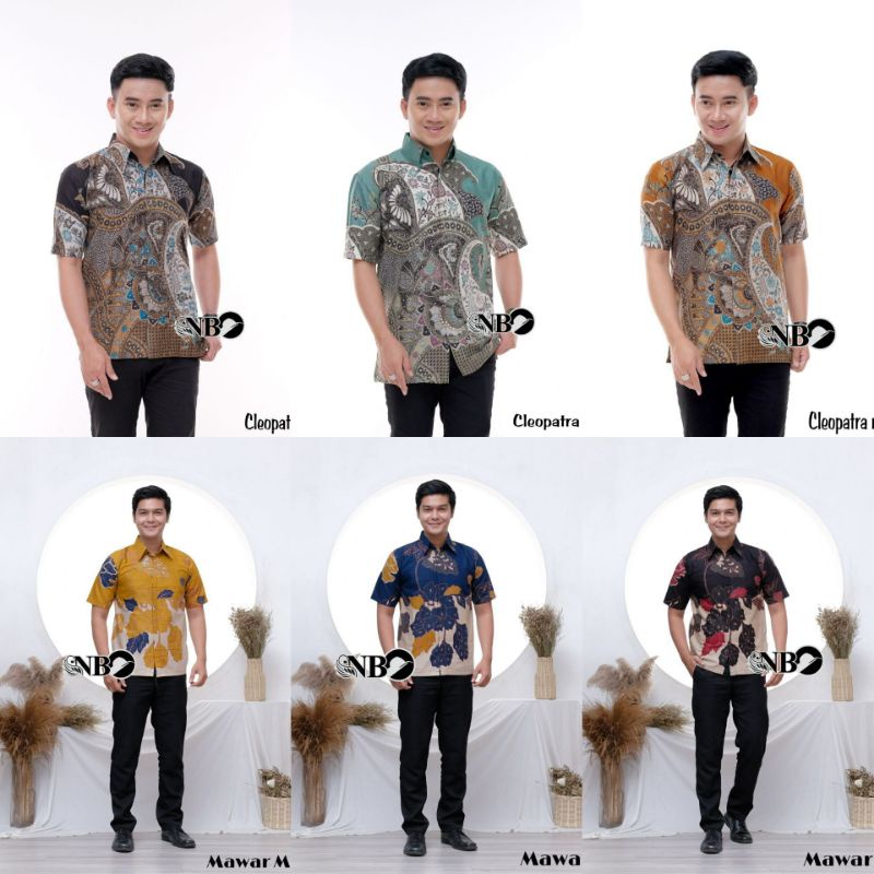 BSWART Batik HRB026 kenongo Hem Pendek Padi Pekalongan M L XL XXL Batik Pria MURAH Modern Grosir