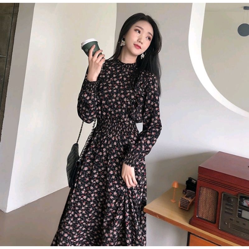 Maxy  dress floral vintage hijabers gamis lebaran 2023