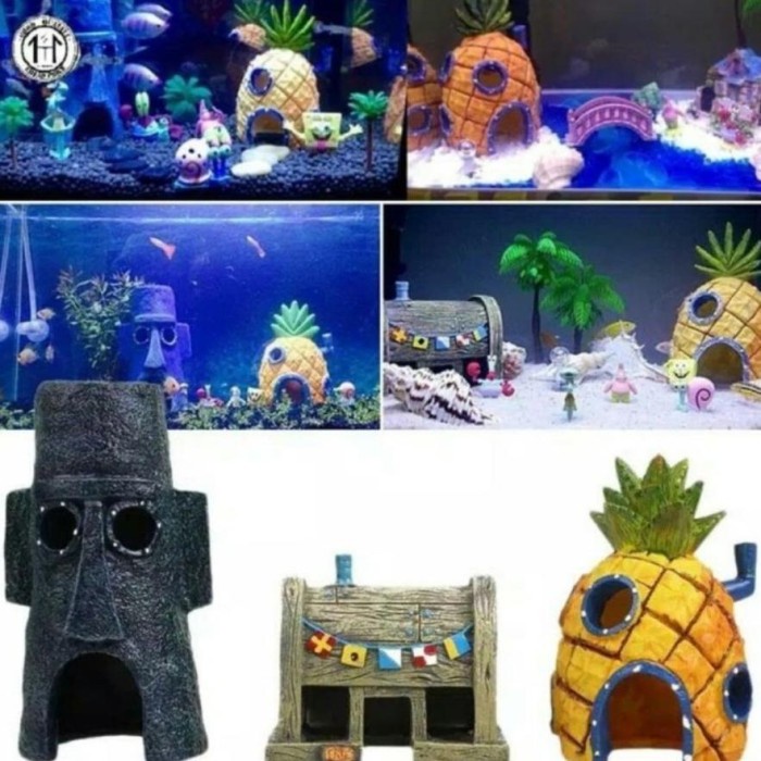 DISKON SPESIAL RUMAH ACTION SPONGEBOB RUMAH 3 IN 1 PAKET HIASAN AKUARIUM AQUASCAPE TERMURAH