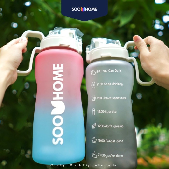 Terlaris Botol Minum Usa Tritan Jumbo 2 Liter 100% Bpafree Straw Bottle Premium