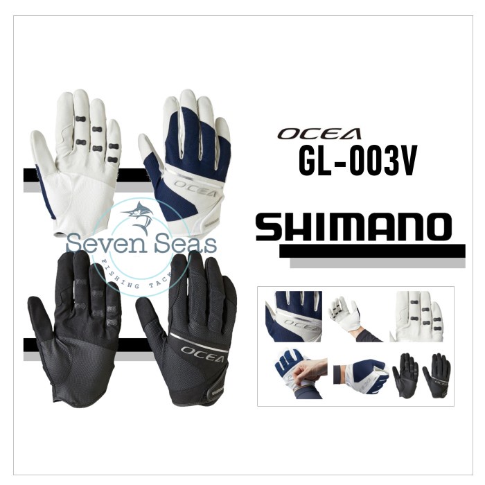 Terlaris Shimano Ocea Full Glove Gl-003V Black White Sarung Tangan Mancing