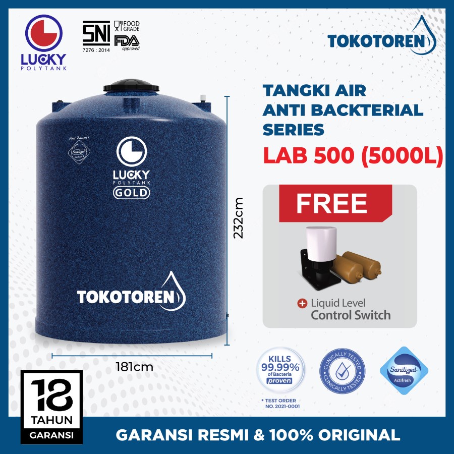 Toren Air Lucky Polytank LAB 500 / 5000 Liter Garansi Resmi Free Kirim