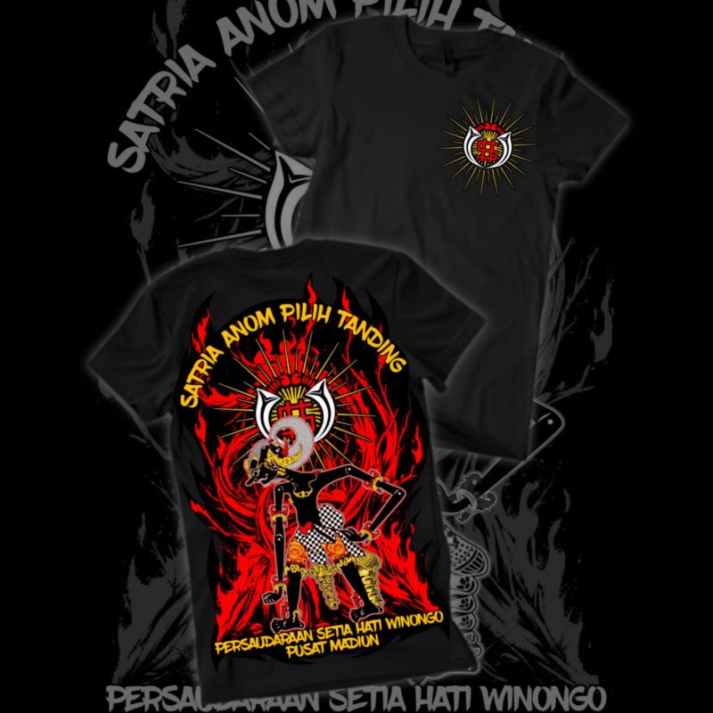 Kaos PSHW SH Winongo Satria Anom Hitam Putih Kaos Distro Perguruan Bahan Cotton Combed Premium Kuali