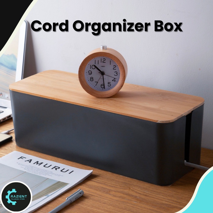 

CORD ORGANIZER BOX CABLE MANAGEMENT SERBAGUNA TUTUP KAYU WARNA HITAM
