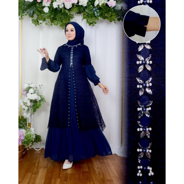 Gamis Brokat Shelvia Malika Kombinasi Payet Mutiara Terbaru / Gamis Pesta / Gamis Kondangan / Gamis Tile / Gamis Brokat Malika Non Gliter / Gamis Lamaran / Gamis wisuda / Gamis Seragaman / Gamis Payet Mutiara / Gamis Malika