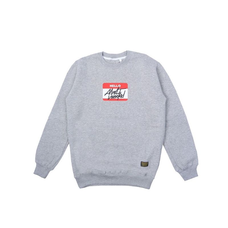 Crewneck Sweater 308 Abslt Unscrd Hello Grey Unisex Cowok Cewek