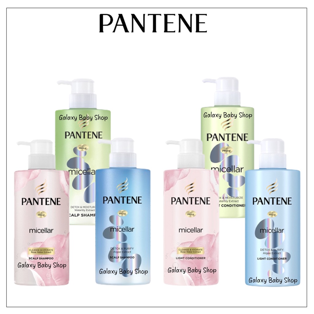 Pantene Shampo dan Conditioner Micellar Rose Water / Algae Extract / Water Lily & Peony Flower Extra