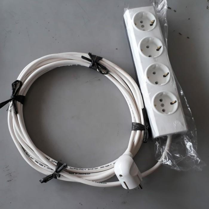 Rakit Set Stop Kontak Broco 4 Lubang + Kabel 5 Meter + Steker L Broco