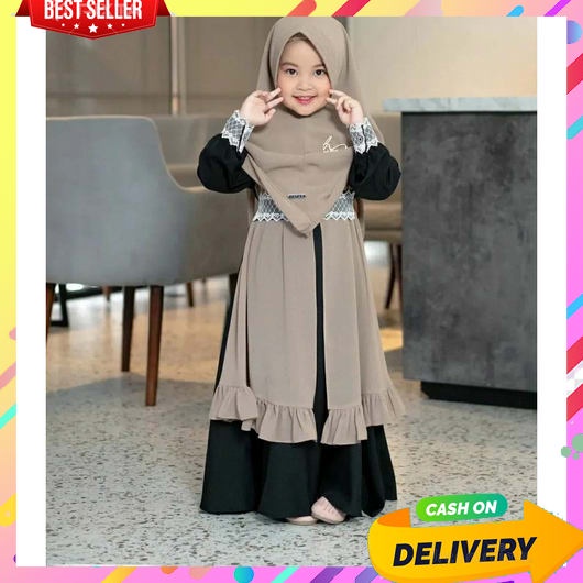 Baju Setelan Muslim Anak Perempuan Cewek 9 Tahun  5 Th 3 2 Remaja Setcel Atasan Oneset Kekinian Ootd