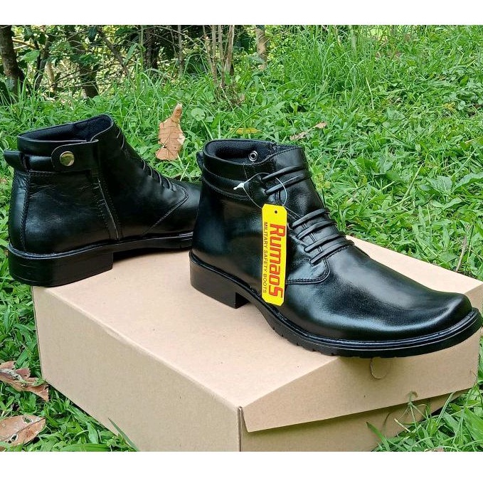 sepatu boots pria kulit PDH/DINAS/KANTORAN TNI POLRI SECURITY