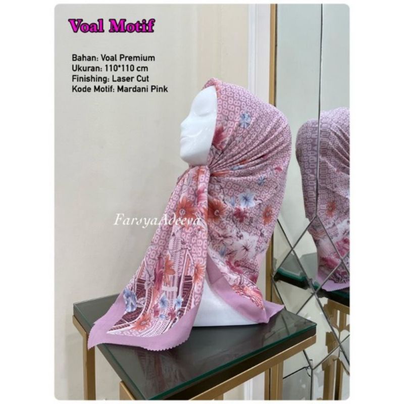 HIJAB SEGIEMPAT VOAL MOTIF MARDANI PINK