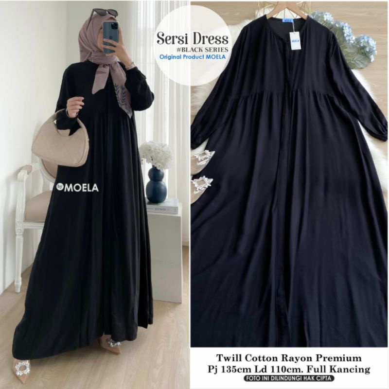 Gamis wanita hitam Sersi Dress premium gaun panjang muslimah modern longdress syar'i wanita elegan g