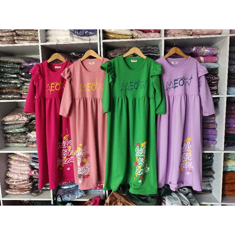 Ready Stock ✅ Dress Lebaran Gamis Meow Babytery Import 4-8Th Terkini / Gamis Syega Ruffle Moscrepe G