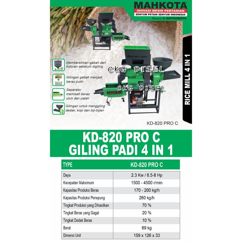 Mesin Selep Dan Penepung KD-820 Pro C ORIGINAL
