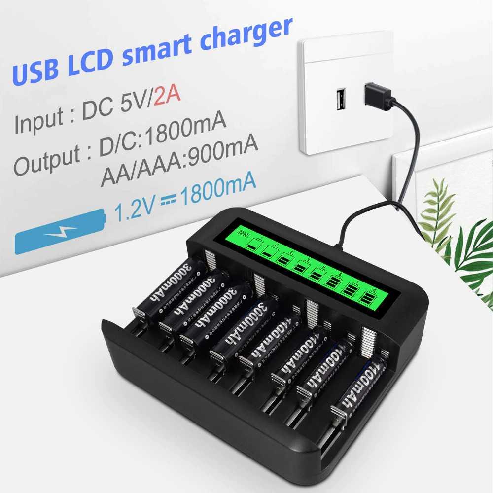 PALO Charger Baterai 8 Slot Large LCD for AA AAA SC C D C559