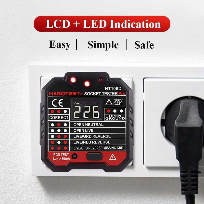 HABOTEST Stop Kontak Voltage Tester Socket Detector EU Plug HT106D Scoter Listrik Scoter Listrik Volt Meter Motor Volt Meter Motor Volt Meter Digital Volt Meter Digital Volt Meter Ac Volt Meter Ac Tester Digital Multitester Tester Digital Multitester Volt